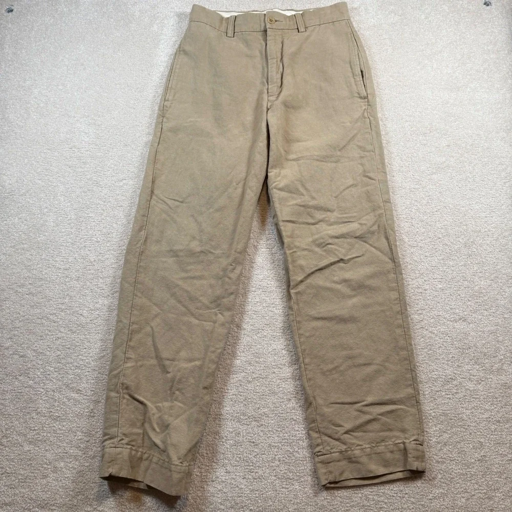 Banana Republic Emerson Pants Mens 30/32 Khaki Tan Linen Cotton Straight Chinos
